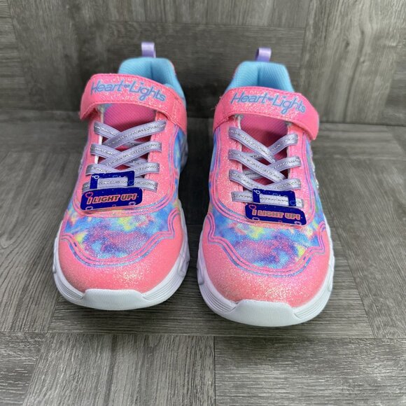 Skechers Kids size 3 Infinite Heart Lights Multicolored Shoes - Picture 4 of 8